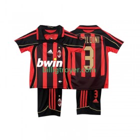 Billige Fotballdrakter AC Milan MALDINI 3 2006 2007 Barn Retro Hjemmedraktsett Kortermet